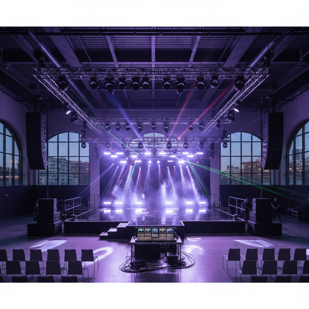 lighting and sound equipment setup
