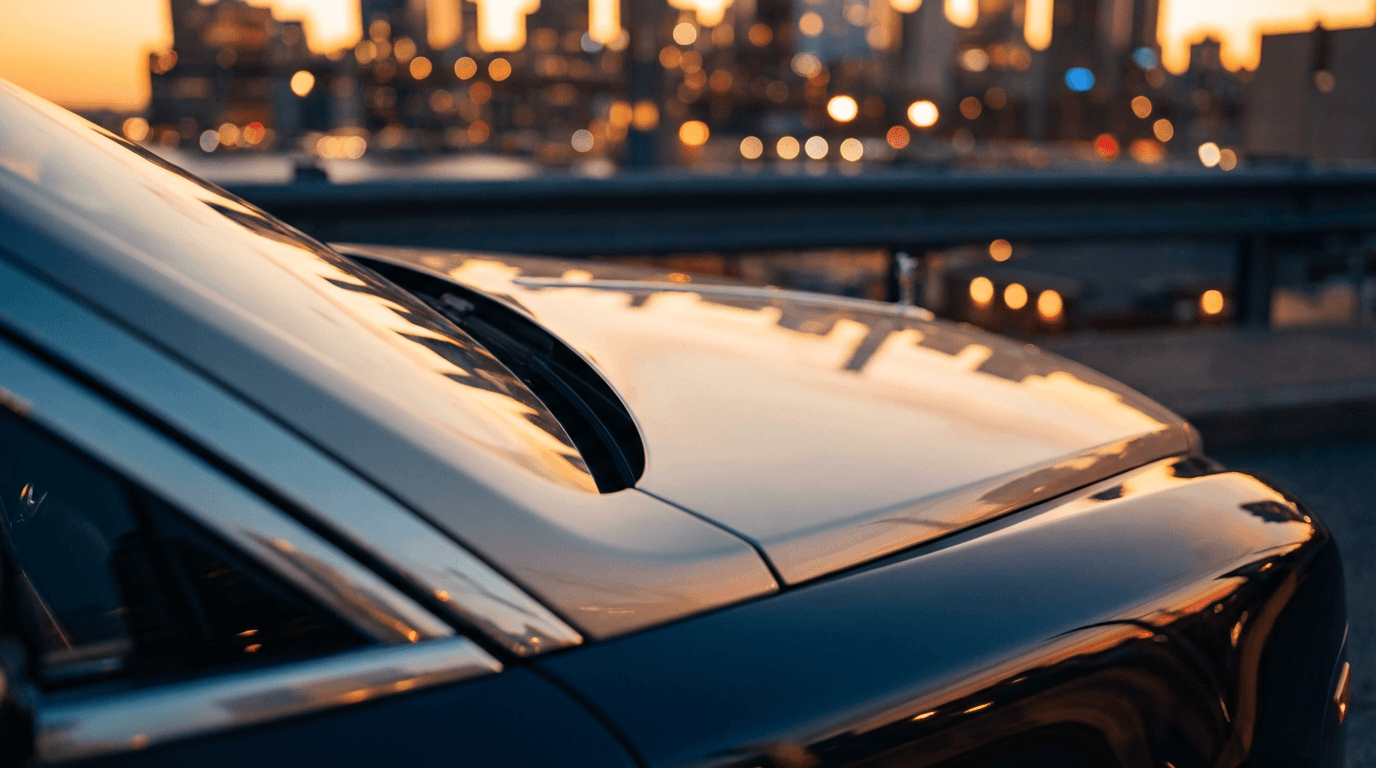 Luxury car under spotlights at a brand launch event